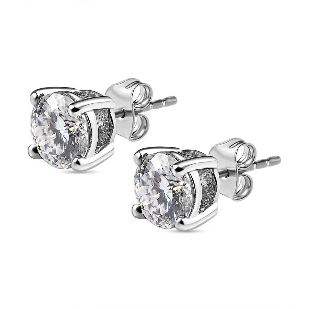 1.9 Ct. Moissanite Solitaire;Stud earring in Platinum Sterling Silver 7572819 4