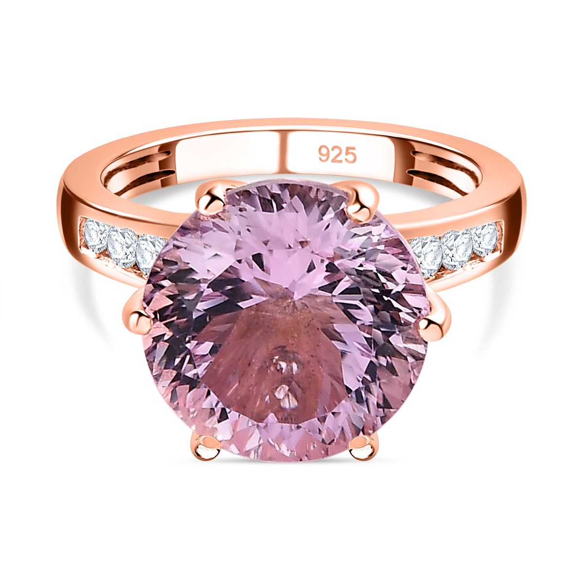 9.3 Ct. Millenium Cut Rose De France Amethyst and Natural Zircon Solitaire Ring in 18K Vermeil Rose Gold Plated Sterling Silver 7572976 0