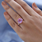 Millenium Cut Rose De France Amethyst & Natural Zircon Ring in 18K Vermeil Rose Gold Plated Sterling Silver 6.72 Ct._7572976_2