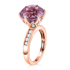 Millenium Cut Rose De France Amethyst & Natural Zircon Ring in 18K Vermeil Rose Gold Plated Sterling Silver 6.72 Ct._7572976_3