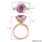 Millenium Cut Rose De France Amethyst & Natural Zircon Ring in 18K Vermeil Rose Gold Plated Sterling Silver 6.72 Ct._7572976_5