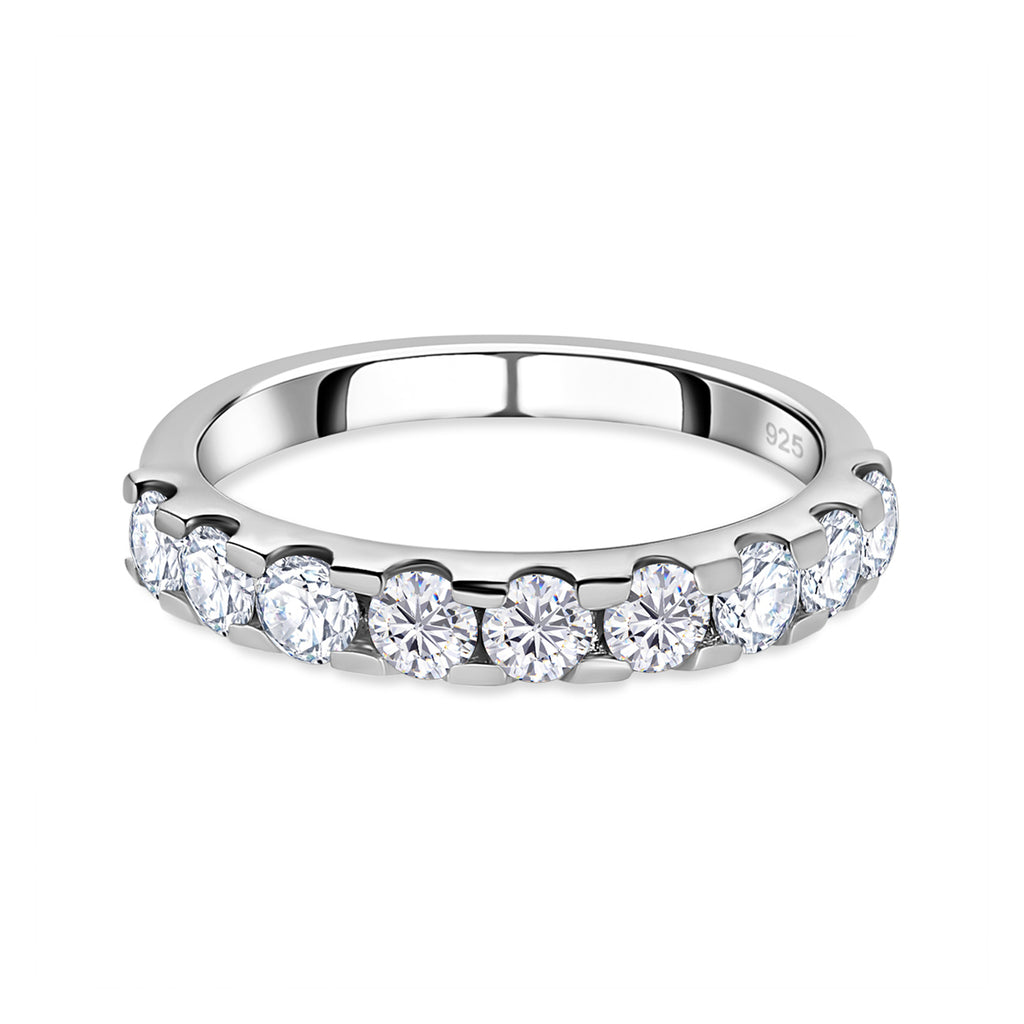 Royal Bali Collection - D'Joy Moissanite Half-Eternity Band Ring in Platinum Overlay Sterling Silver 1.00 Ct._7573002