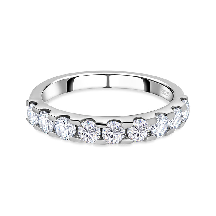 1.15 Ct. Moissanite Half-Eternity Ring in Platinum Overlay Sterling Silver 7573002 1