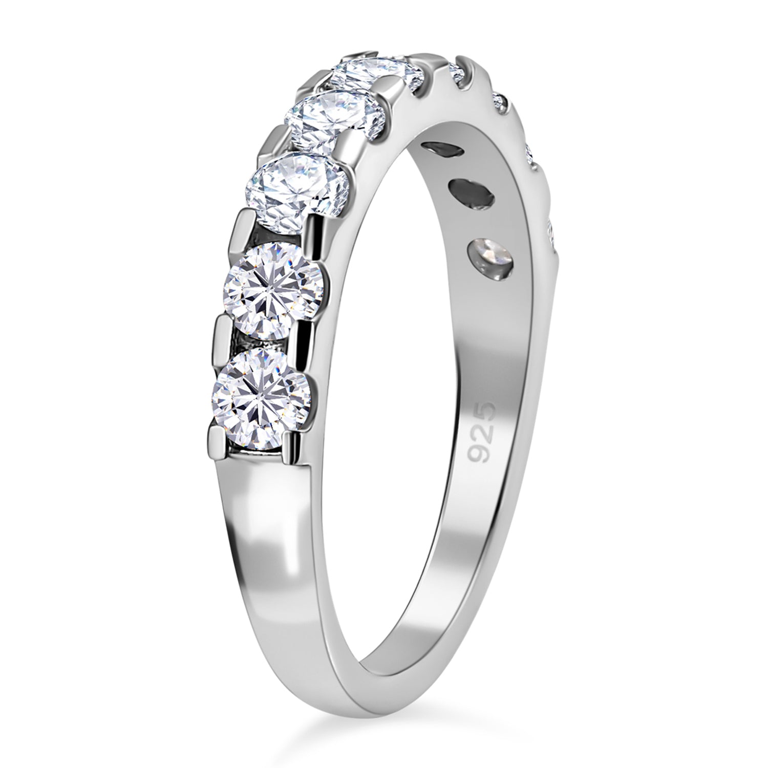 1.15 Ct. Moissanite Half-Eternity Ring in Platinum Overlay Sterling Silver 7573002 6