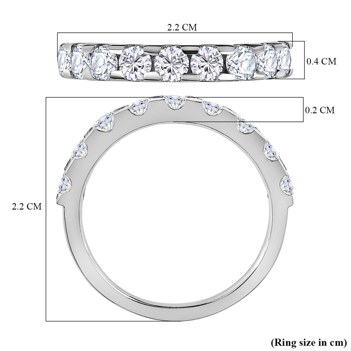 1.15 Ct. Moissanite Half-Eternity Ring in Platinum Overlay Sterling Silver 7573002 8