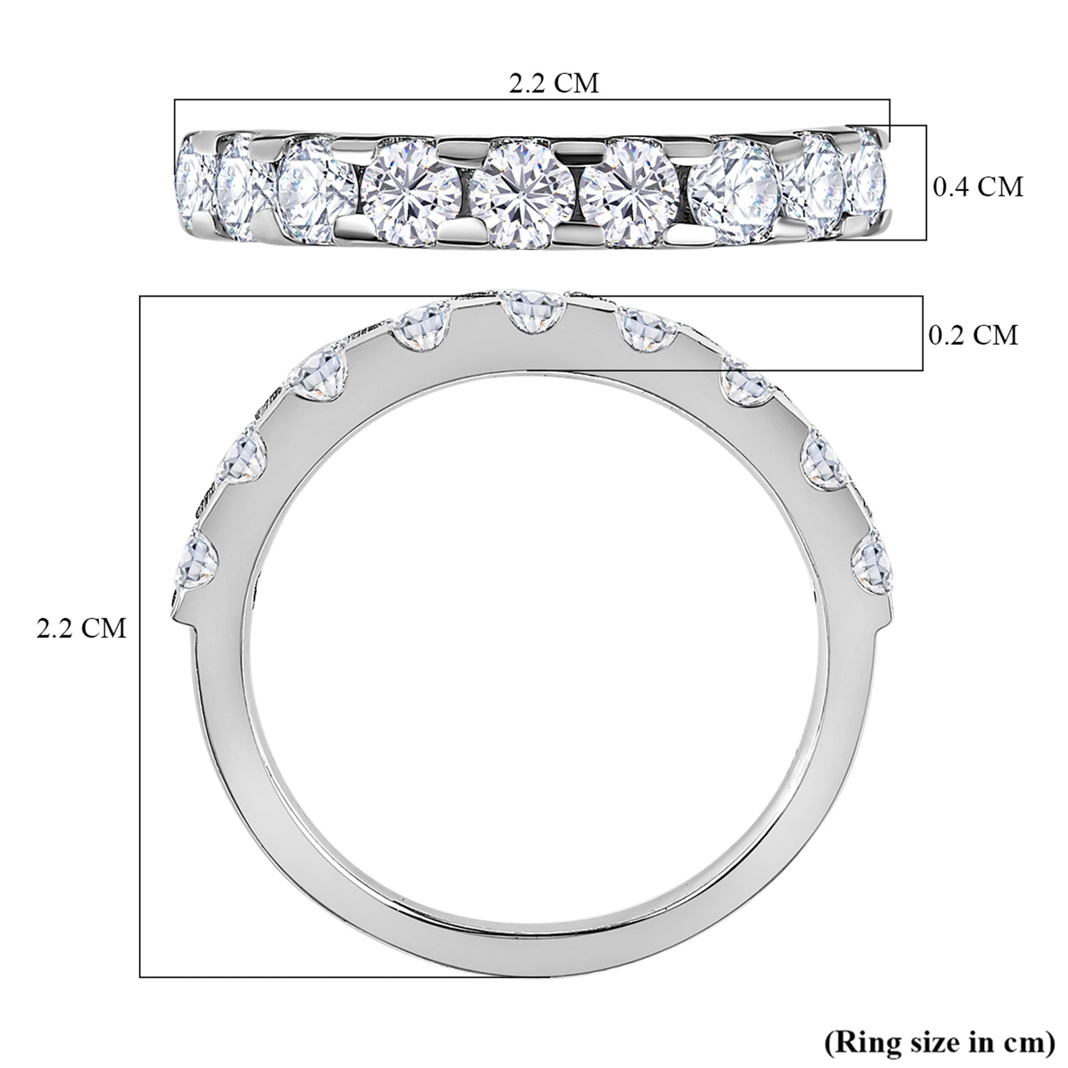 1.15 Ct. Moissanite Half-Eternity Ring in Platinum Overlay Sterling Silver 7573002 8