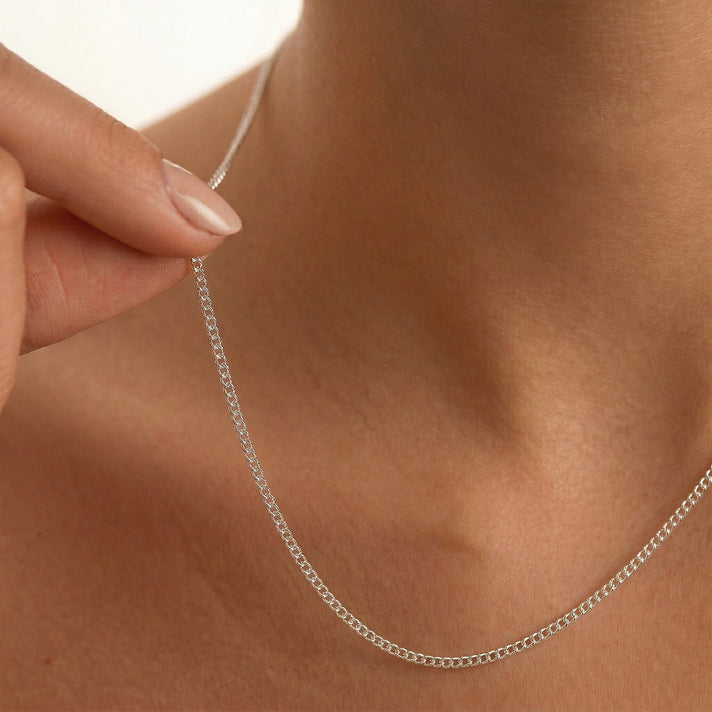 ILIANA 18K White Gold Diamond Cut Adjustable Curb Chain 18 Inch to 20 Inch 7573431 2