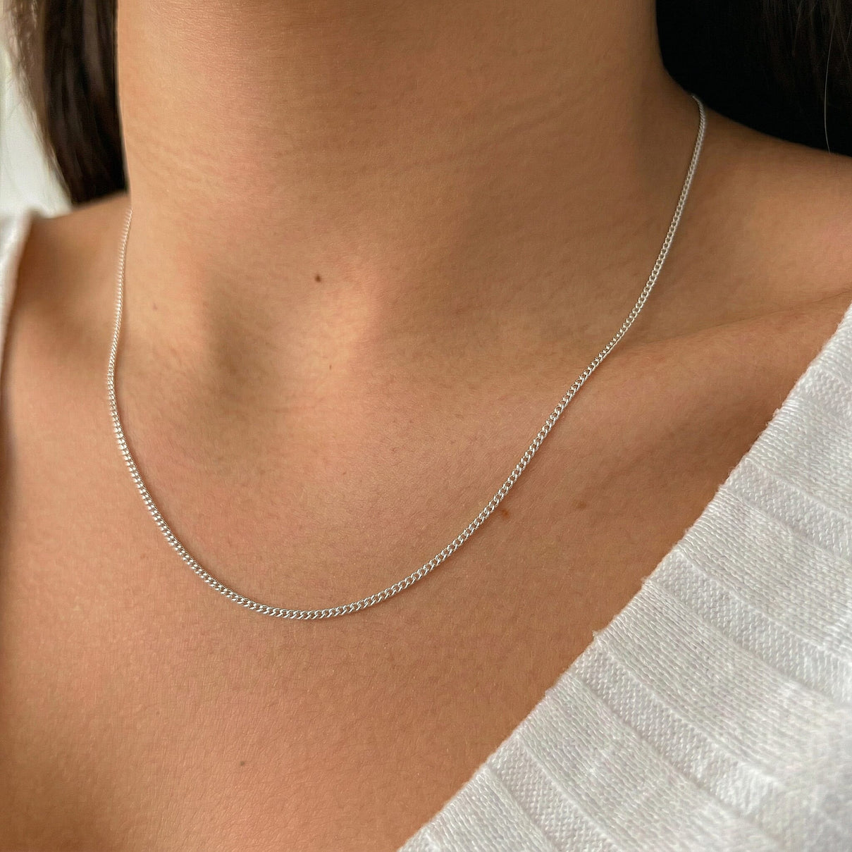 ILIANA 18K White Gold Diamond Cut Adjustable Curb Chain 18 Inch to 20 Inch 7573431 2