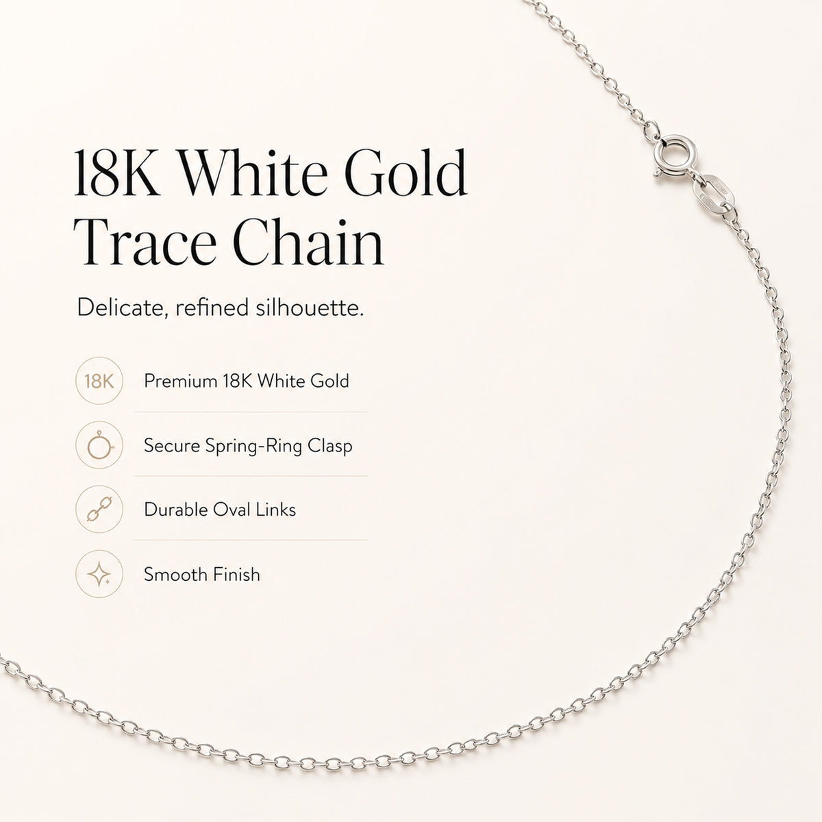 18K White Gold Trace Chain 16 Inch 7575399 6