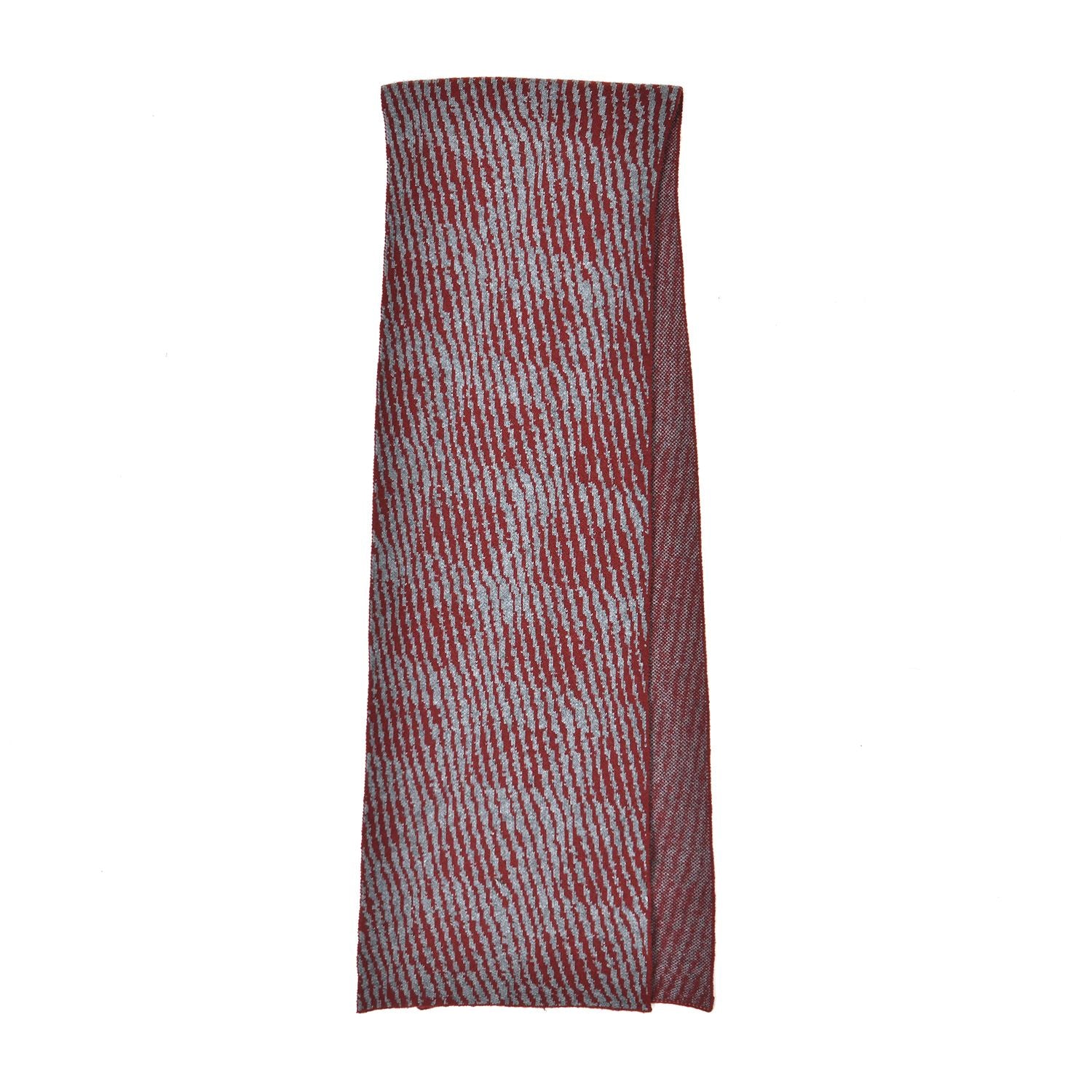 Closeout Deal - Stylish Knitted Scarf (One Size, 172x31 cm) - Burgundy &amp; Light Grey 7575557 4