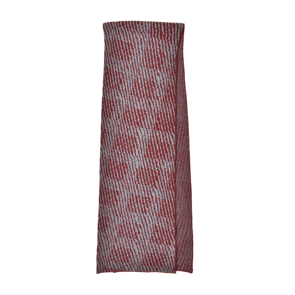 Closeout Deal - Stylish Knitted Scarf (One Size, 172x31 cm) - Burgundy & Light Grey_7575557_4