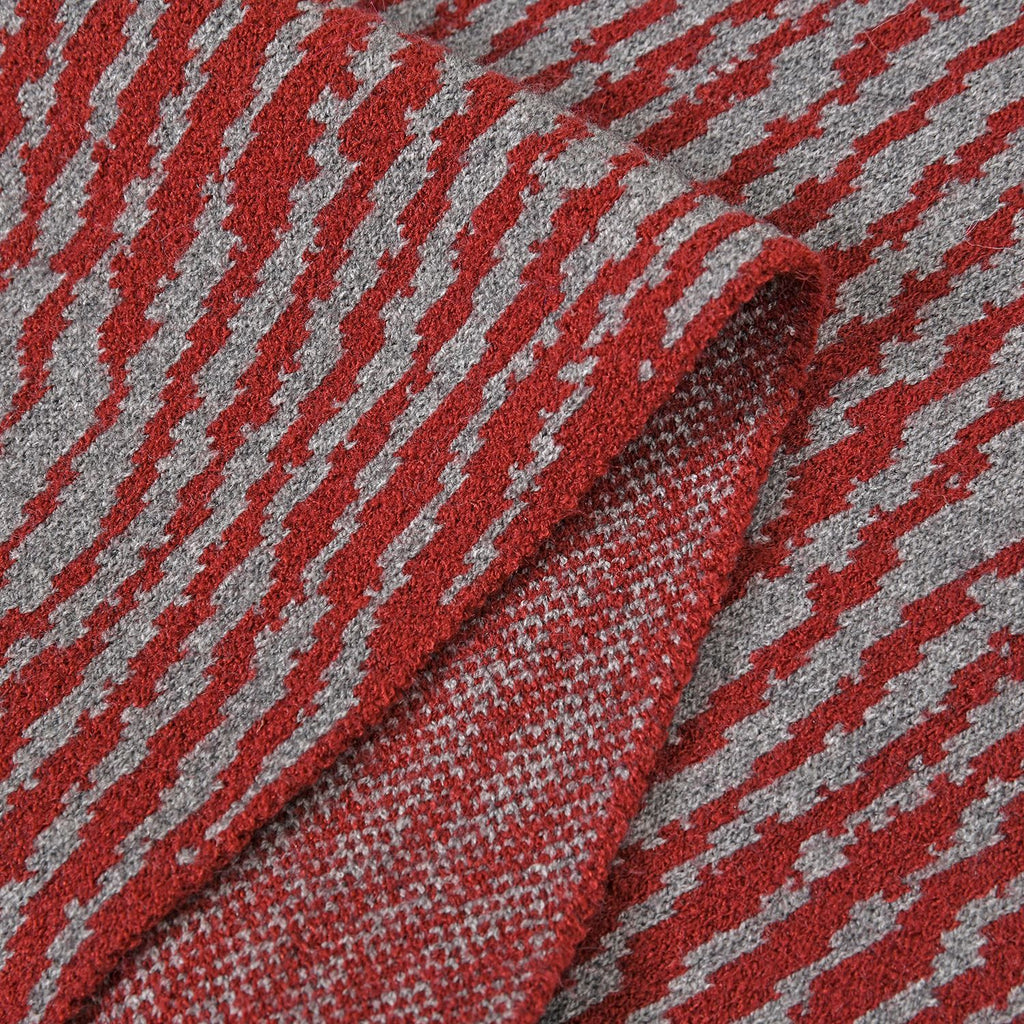 Closeout Deal - Stylish Knitted Scarf (One Size, 172x31 cm) - Burgundy & Light Grey_7575557_5