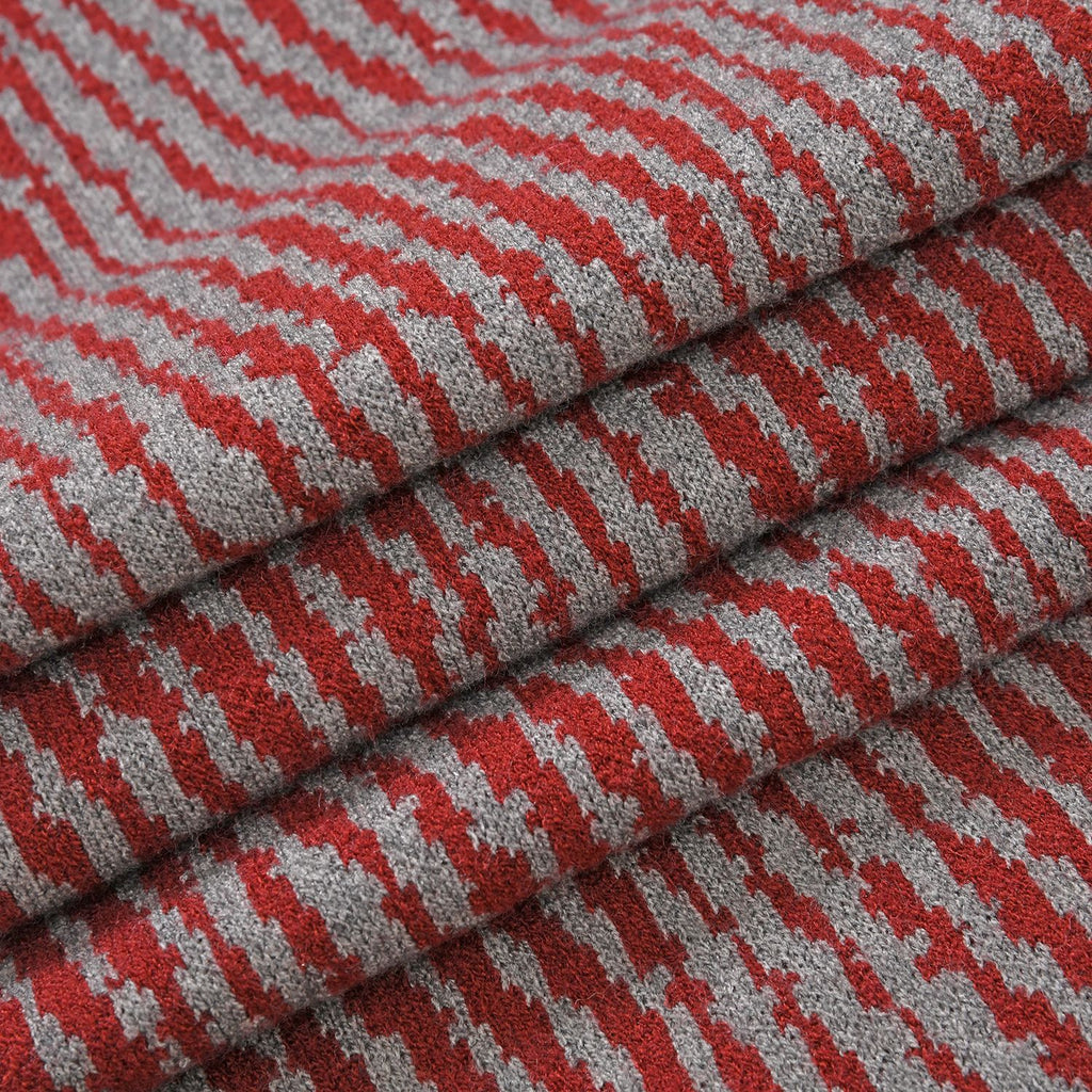 Closeout Deal - Stylish Knitted Scarf (One Size, 172x31 cm) - Burgundy & Light Grey_7575557_6