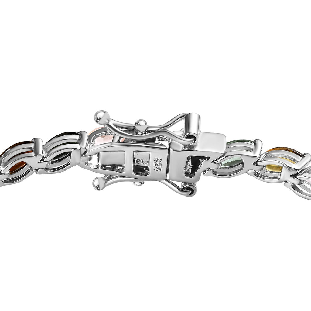 Multi-Tourmaline Linking Tennis Bracelet (Size - 8) with GB Lock Box in Platinum Overlay Sterling Silver 8.80 Ct._7576283_3