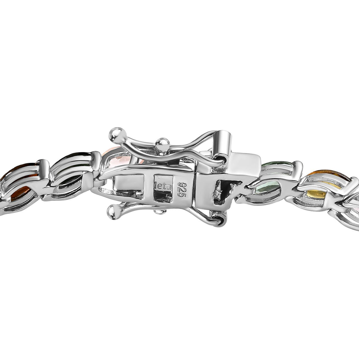 Multi-Tourmaline Linking Tennis Bracelet (Size - 8) with GB Lock Box in Platinum Overlay Sterling Silver 8.80 Ct. 7576283 4