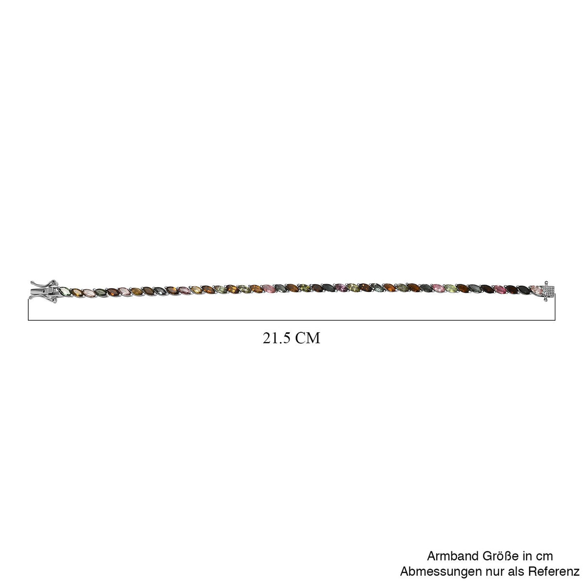 Multi-Tourmaline Linking Tennis Bracelet (Size - 8) with GB Lock Box in Platinum Overlay Sterling Silver 8.80 Ct. 7576283 5