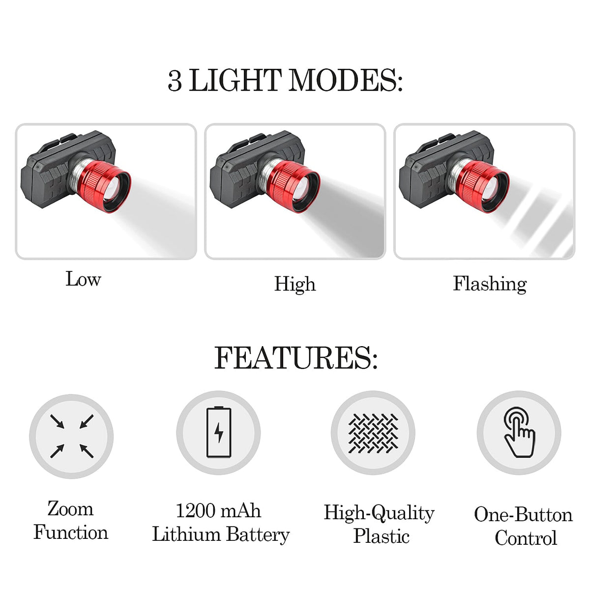 Rechargeable Headlamp with 3 modes 7576544 2