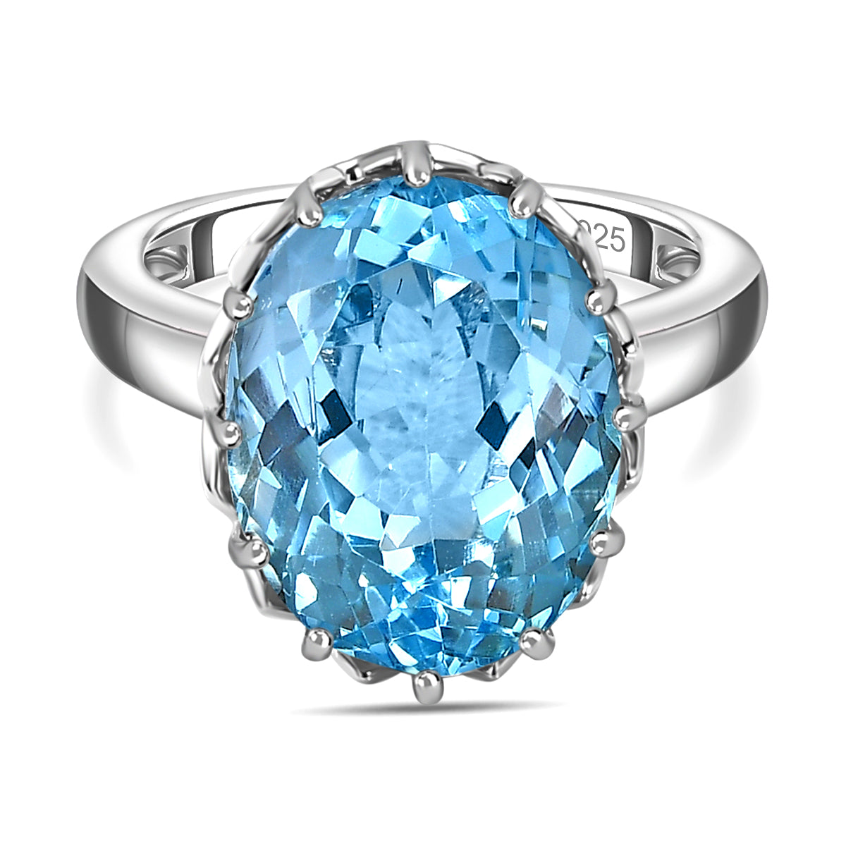 D'Joy Skyblue Topaz Solitaire Ring in Platinum Overlay Sterling Silver 9.94 Ct. V32520409 0