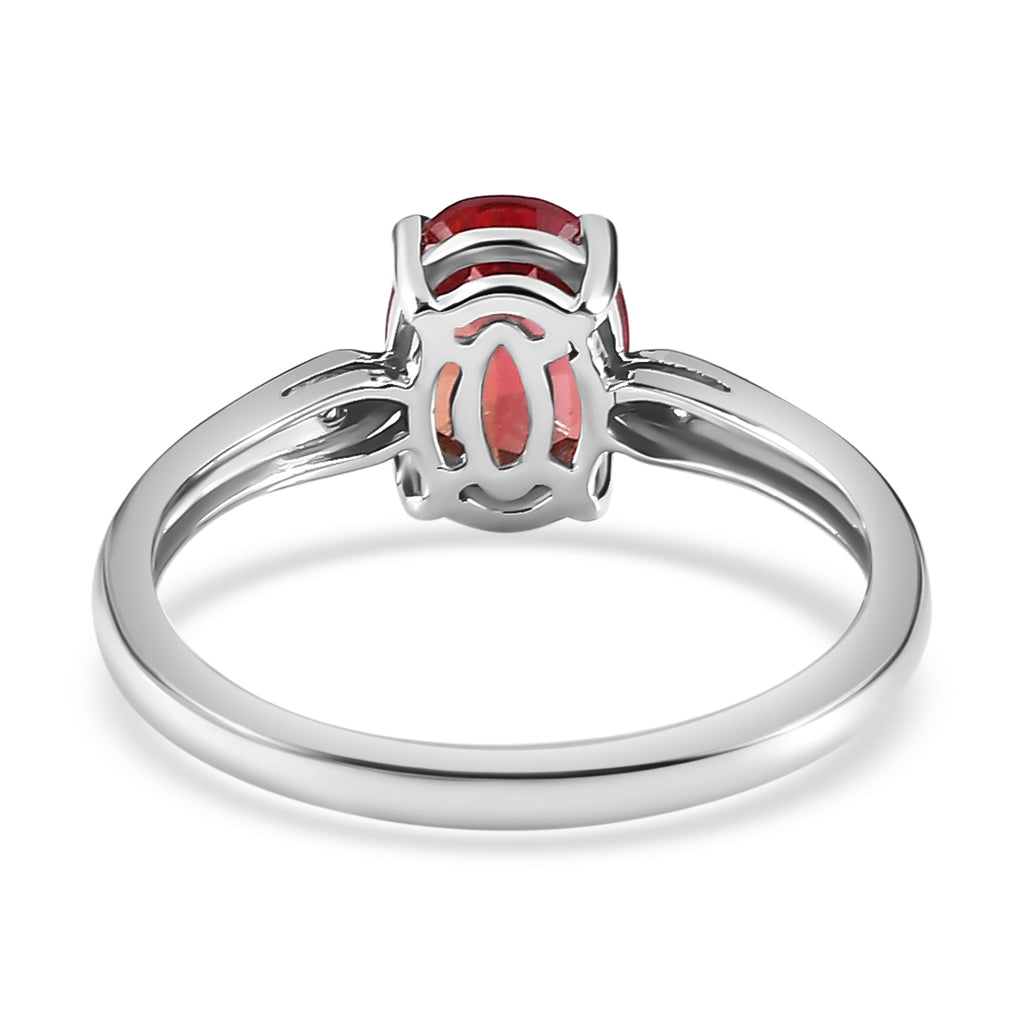 Royal Bali Collection - D'Joy Lab Created Padparadscha Sapphire & Natural Zircon Solitaire Ring in Platinum Overlay Sterling Silver 1.72 Ct._7578073_4