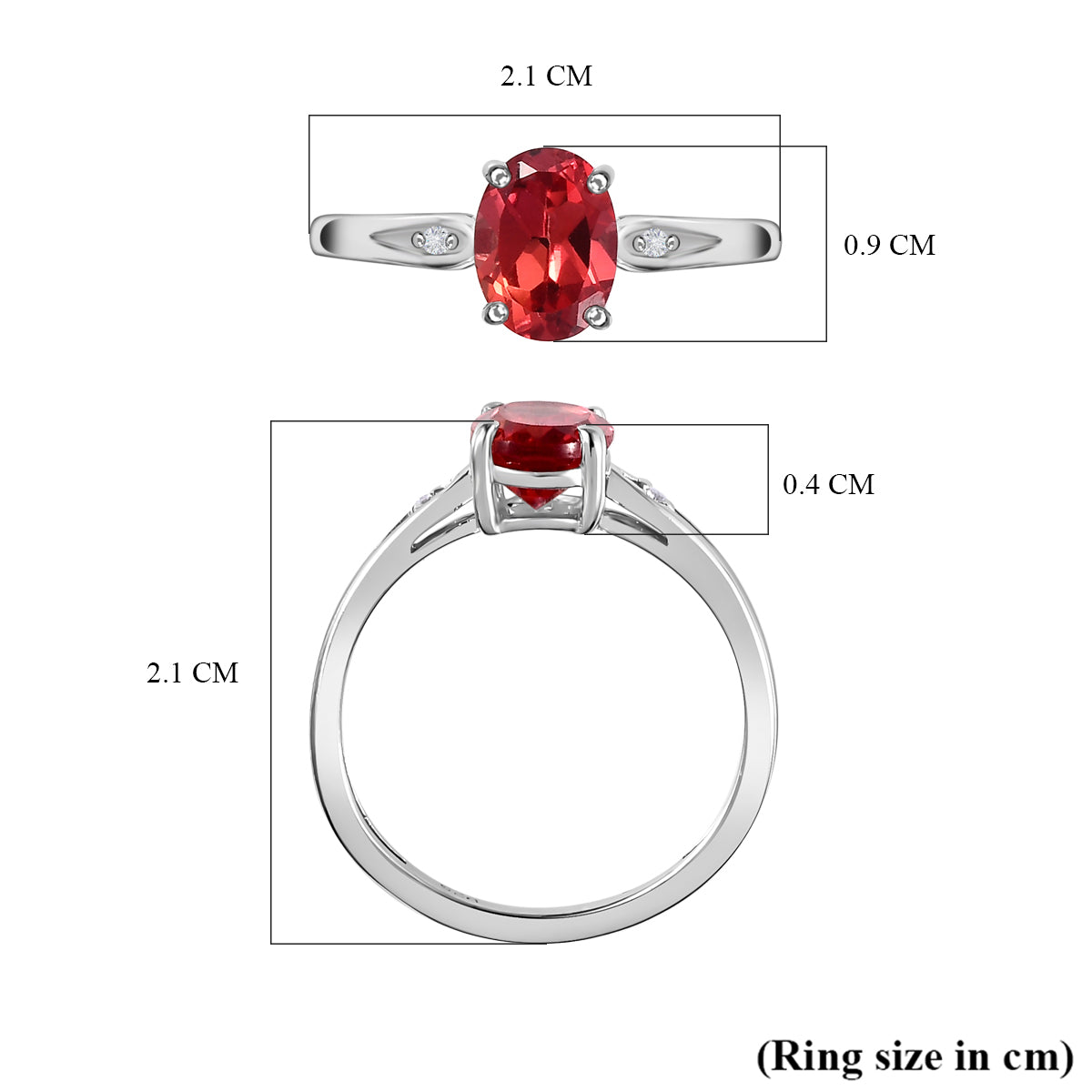 D'Joy Lab Created Padparadscha Sapphire &amp; Natural Zircon Solitaire Ring in Platinum Overlay Sterling Silver 1.72 Ct. V32513490 5