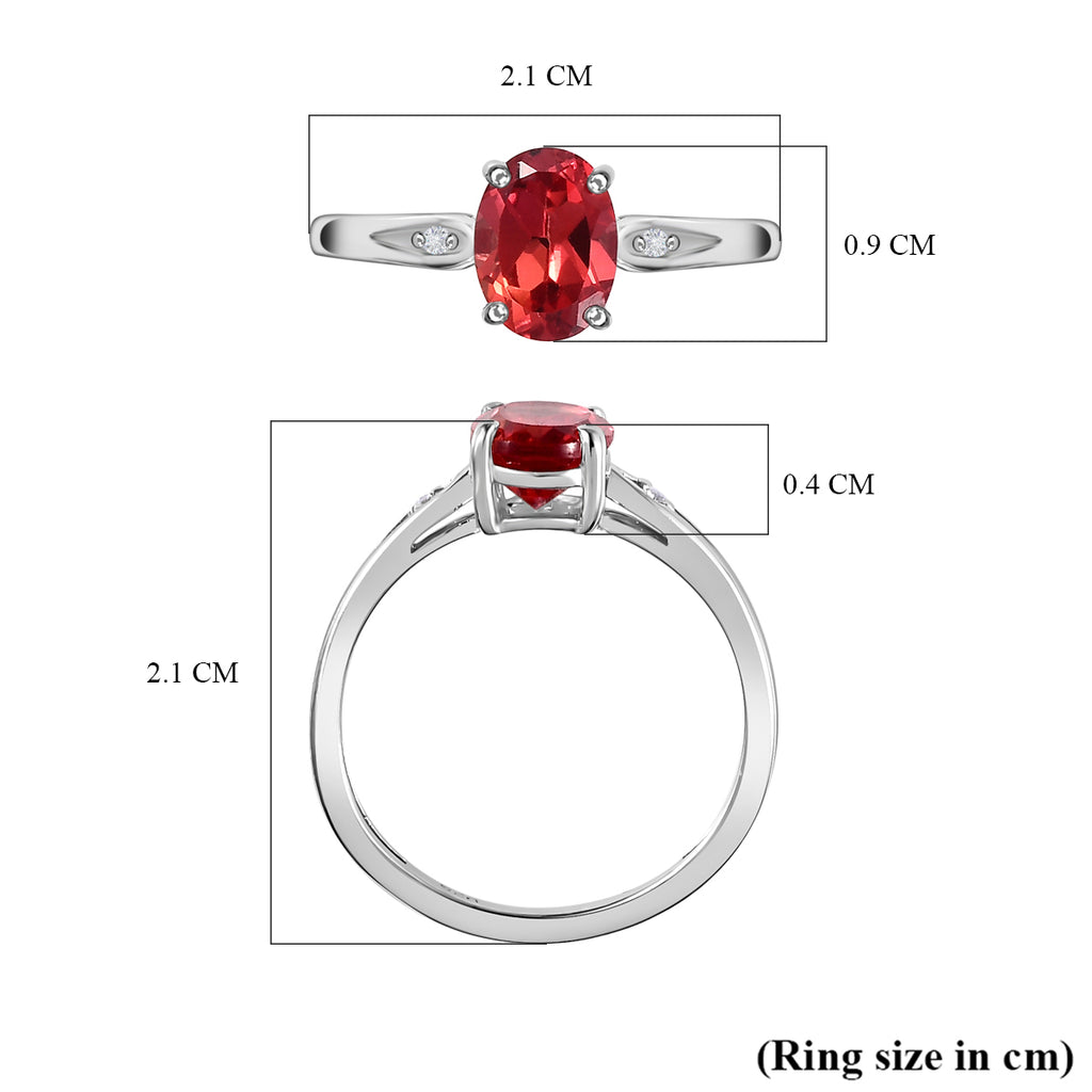 Royal Bali Collection - D'Joy Lab Created Padparadscha Sapphire & Natural Zircon Solitaire Ring in Platinum Overlay Sterling Silver 1.72 Ct._7578074_5
