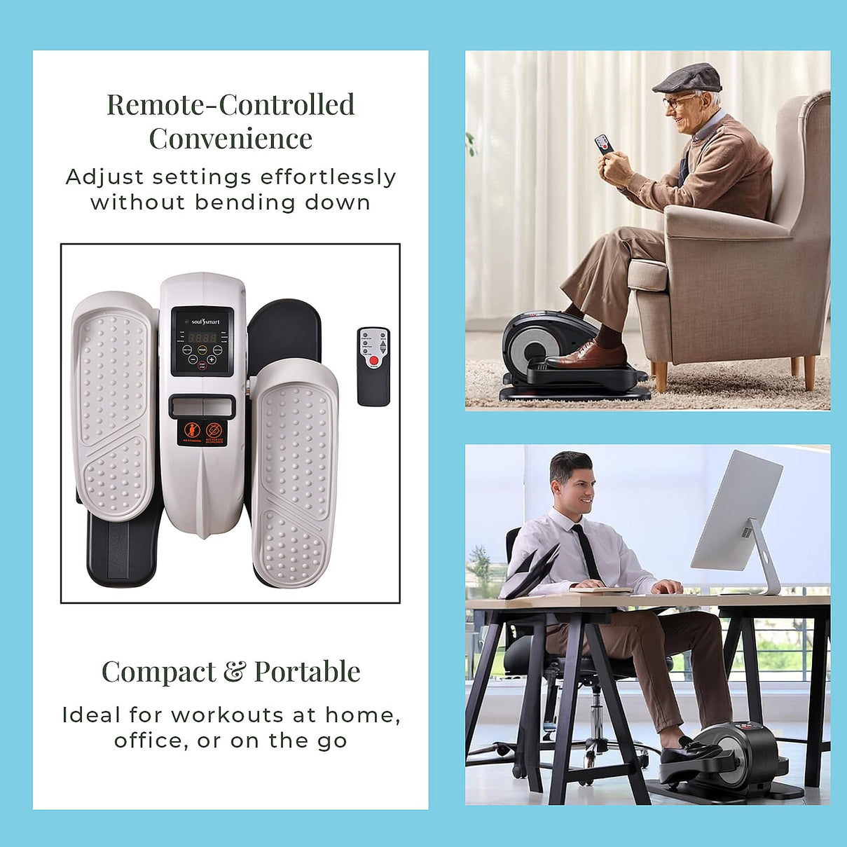 SoulSmart Electric Stepper With Elliptical Pair Belt - LCD Display - White - Black 7578232 3