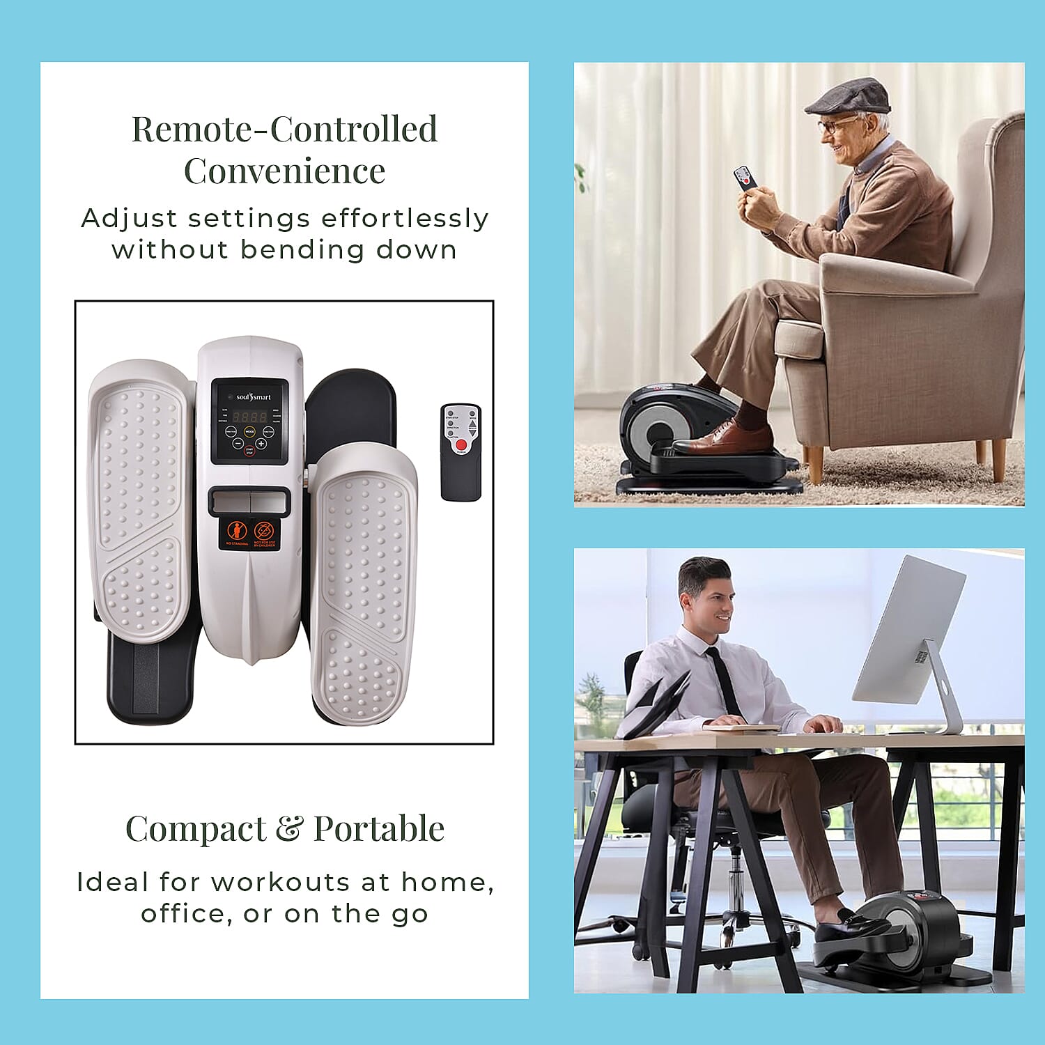 SoulSmart Electric Stepper With Elliptical Pair Belt - LCD Display - White - Black 7578232 3