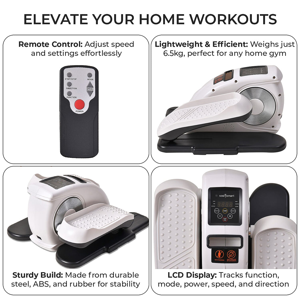 SoulSmart Electric Stepper With Elliptical Pair Belt - LCD Display - White - Black 7578232 8