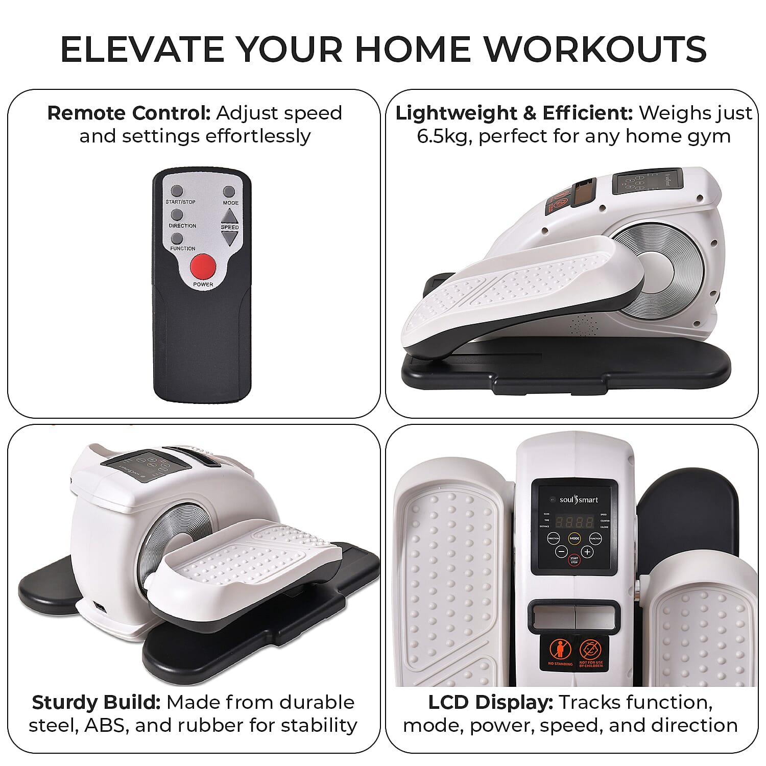 SoulSmart Electric Stepper With Elliptical Pair Belt - LCD Display - White - Black 7578232 8