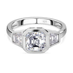 D'Joy - Moissanite Trilogy Ring in Platinum Overlay Sterling Silver 2.38 Ct._7579903