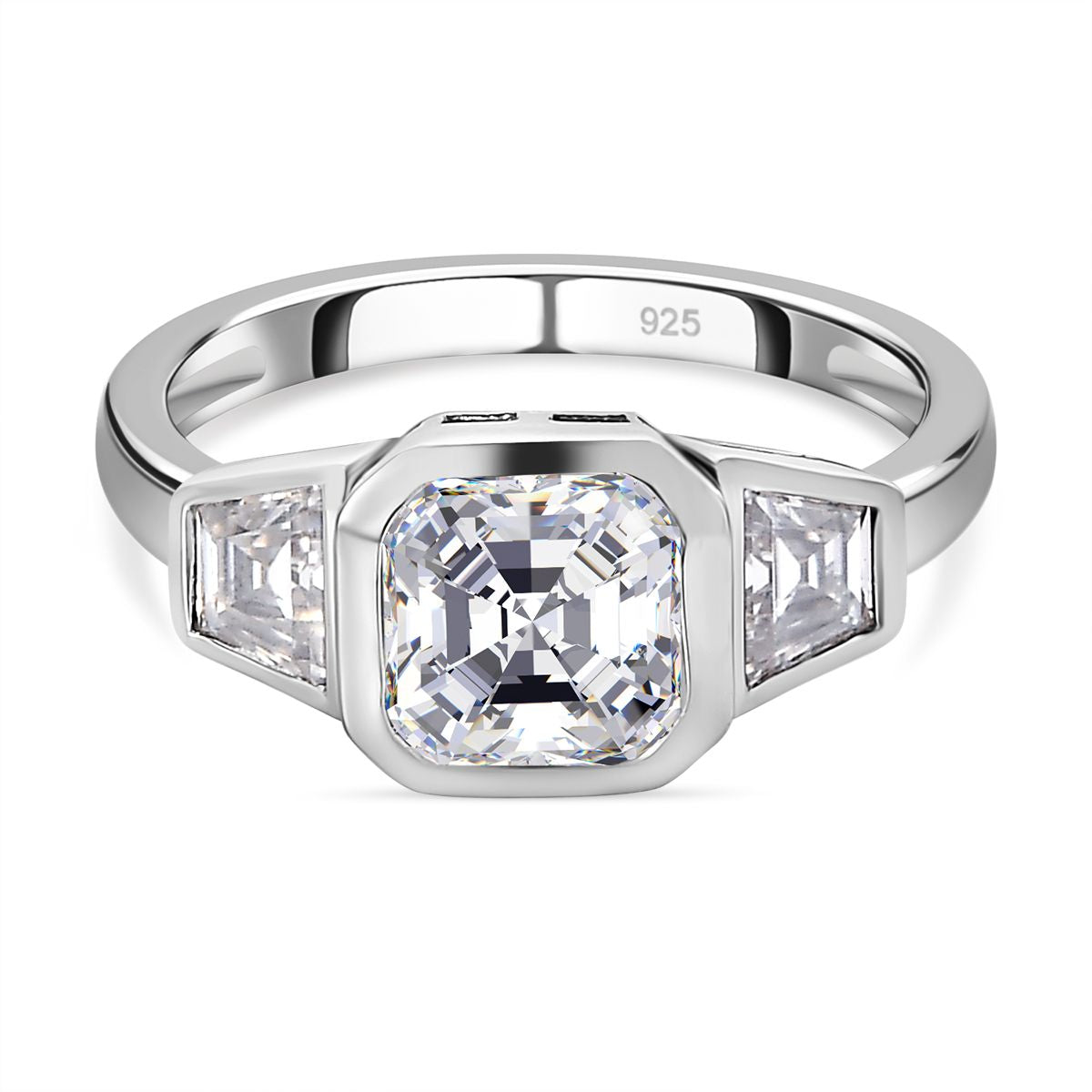 Moissanite Ring in Platinum Overlay Sterling Silver 2.38 Ct. V32635667 0