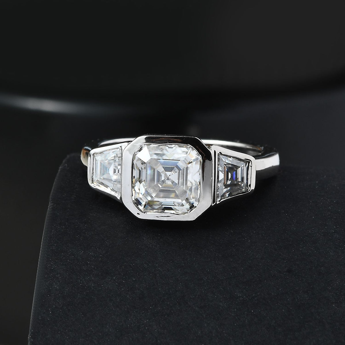 Moissanite Ring in Platinum Overlay Sterling Silver 2.38 Ct. V32635667 2