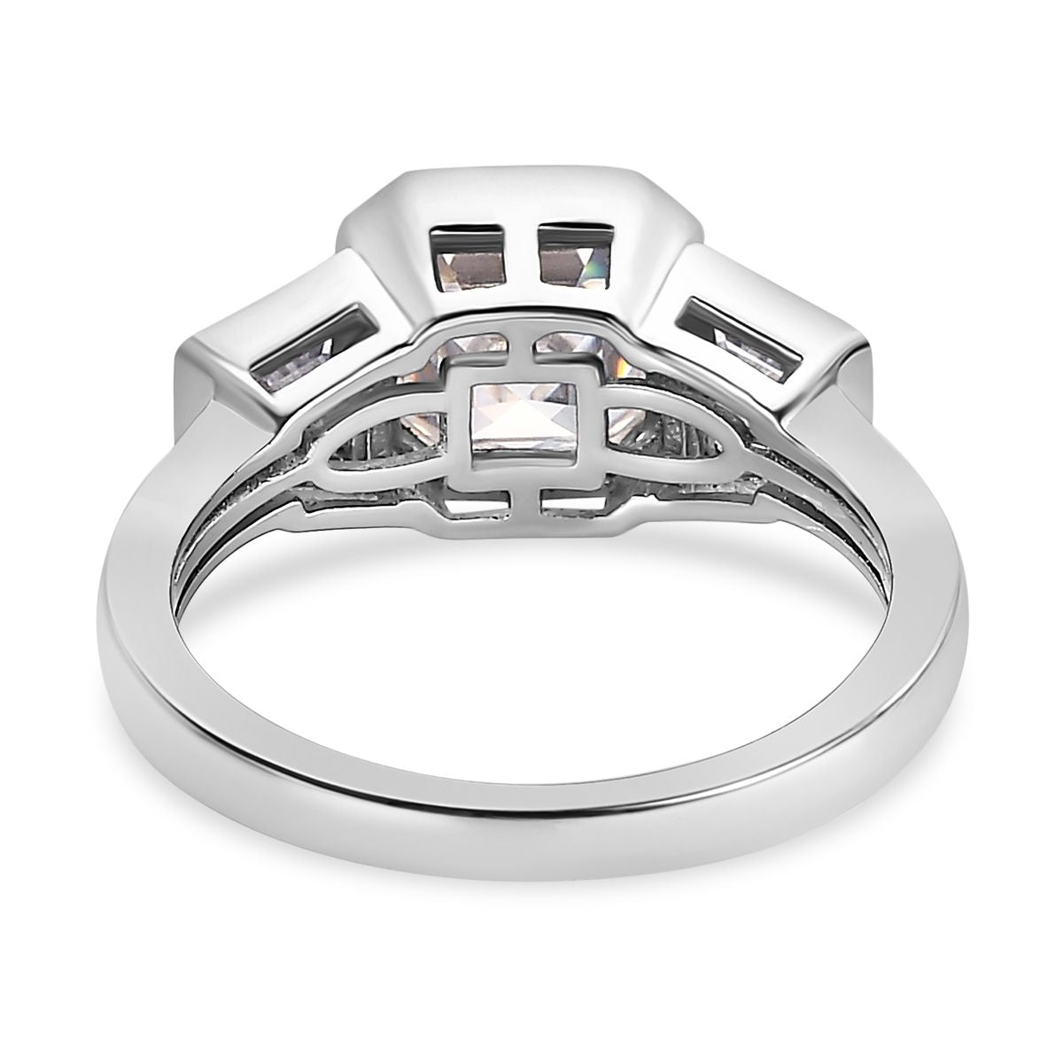 Moissanite Ring in Platinum Overlay Sterling Silver 2.38 Ct. V32635667 5