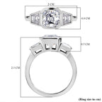 D'Joy - Moissanite Trilogy Ring in Platinum Overlay Sterling Silver 2.38 Ct._7579903_5