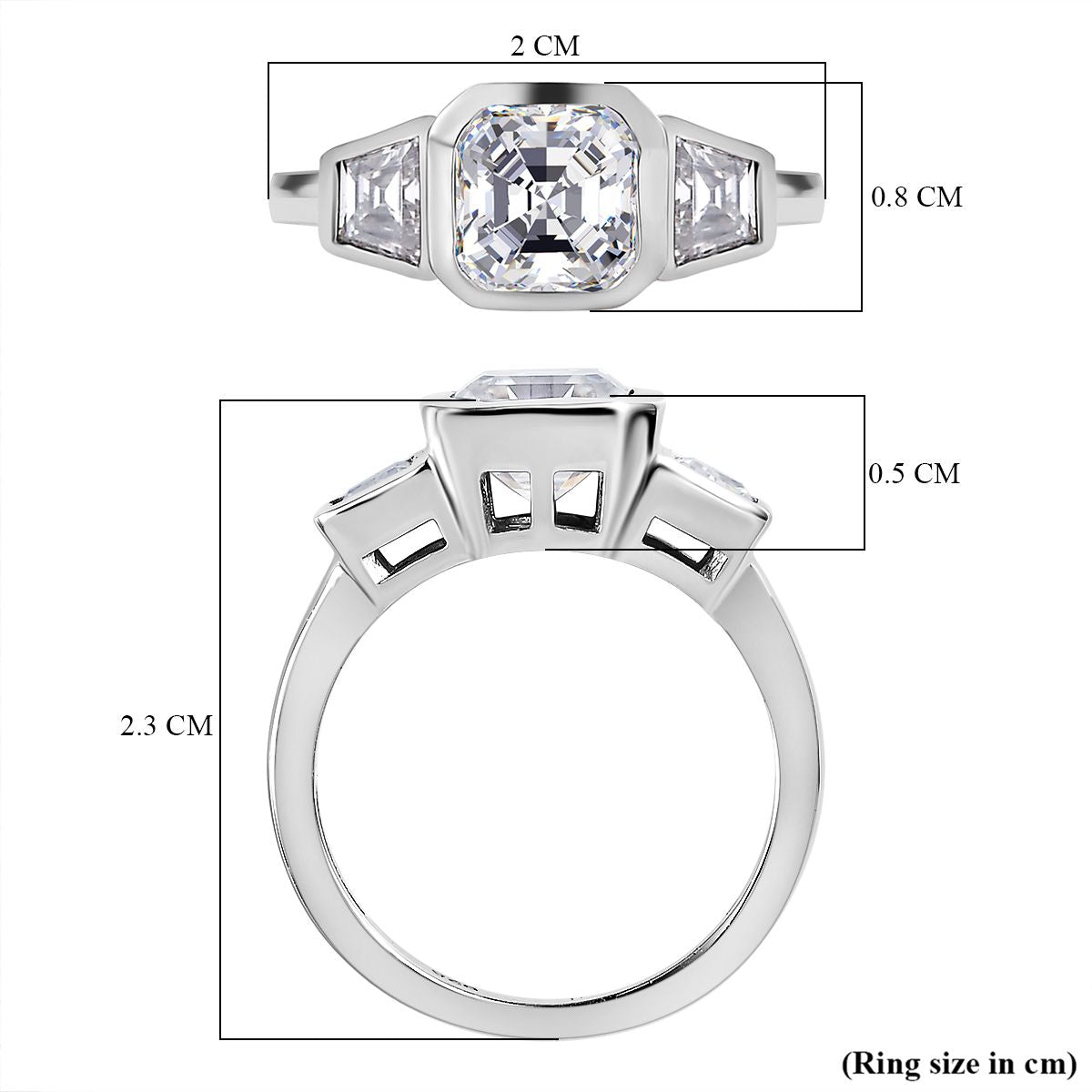 Moissanite Ring in Platinum Overlay Sterling Silver 2.38 Ct. V32635667 6