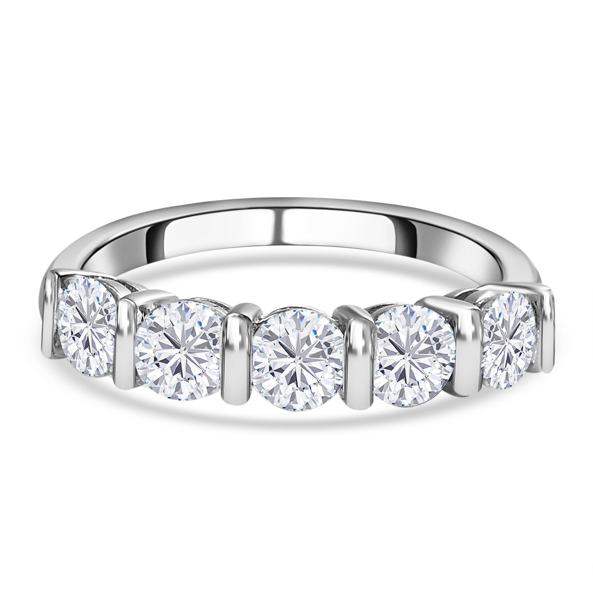1.1 Ct. Moissanite 5 Stone Ring in Platinum Sterling Silver 7580799 0