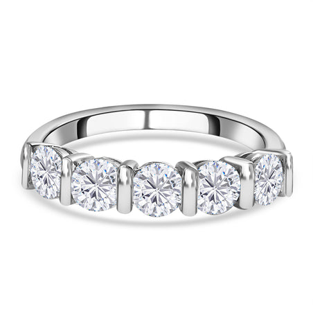 1.1 Ct. Moissanite 5 Stone Ring in Platinum Sterling Silver 7580799 1