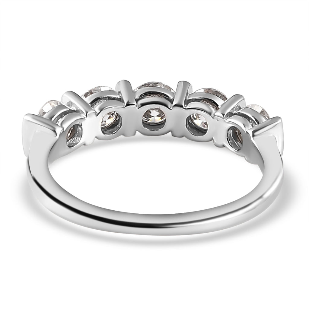 Royal Bali Collection - D'Joy Moissanite 5 Stone Ring in Platinum Overlay Sterling Silver 1.10 Ct._7580799_4