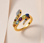 D'Joy Multi Gemstone Snake Ring in 18K Vermeil Yellow Gold Plated Sterling Silver 1.38 Ct._7581607_1