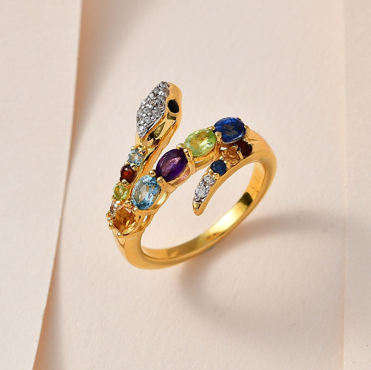 Multi Gemstone Ring in 18K Yellow Gold Vermeil Plated Sterling Silver 1.45 Ct V32577146 2