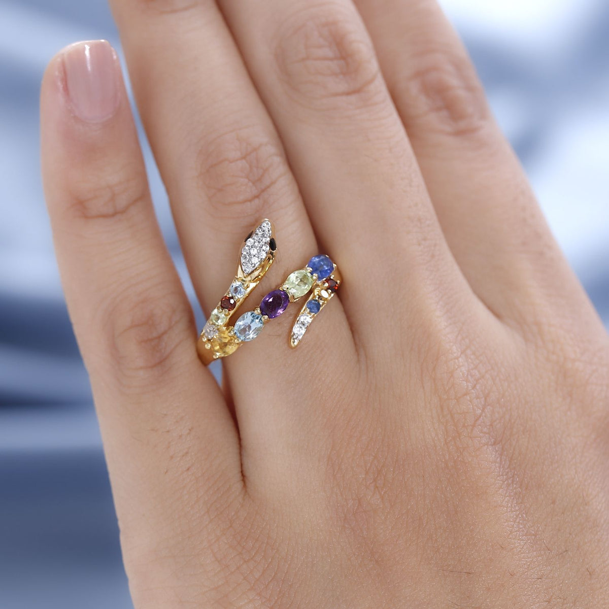 Multi Gemstone Ring in 18K Yellow Gold Vermeil Plated Sterling Silver 1.45 Ct V32577146 3