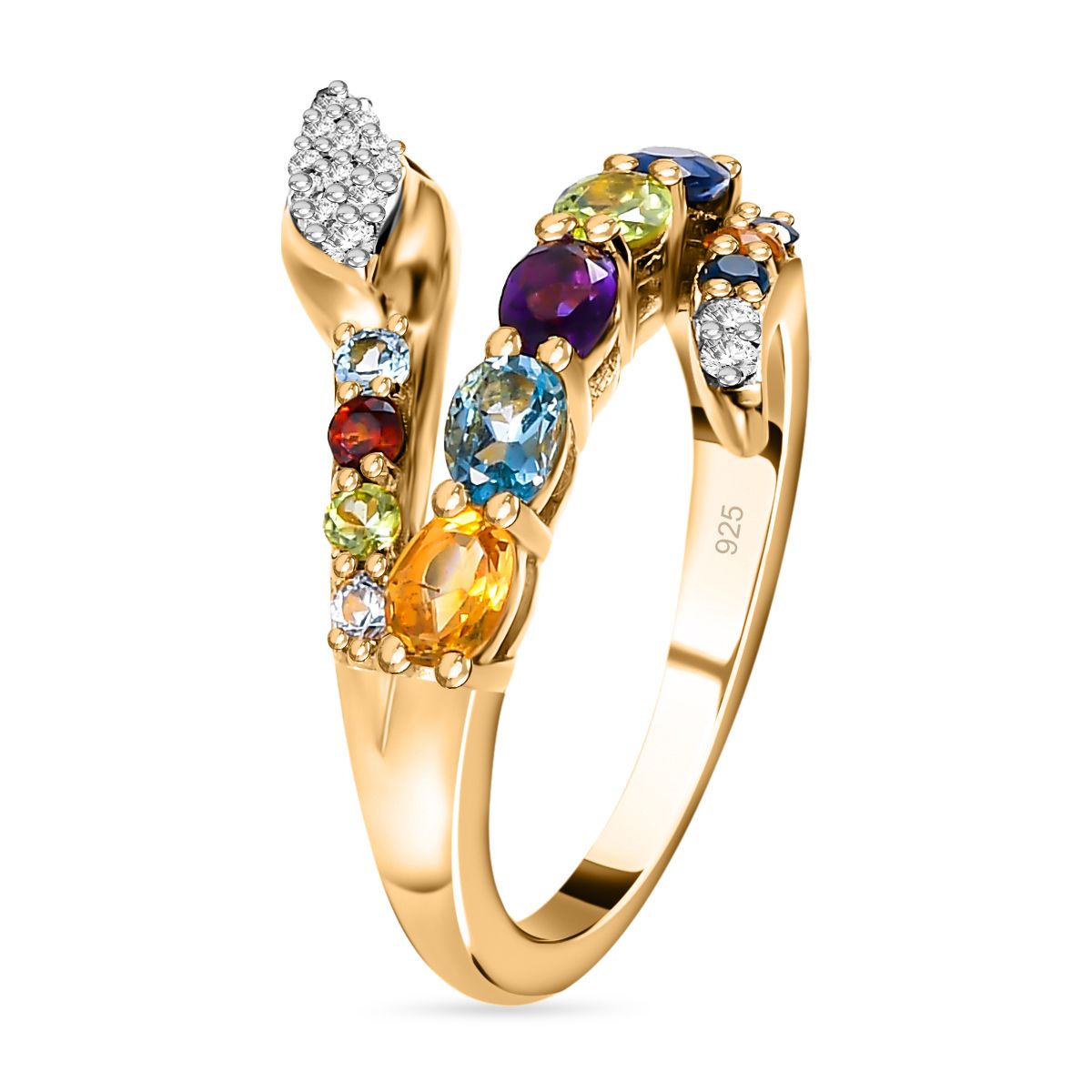 Multi Gemstone Ring in 18K Yellow Gold Vermeil Plated Sterling Silver 1.45 Ct V32577146 4