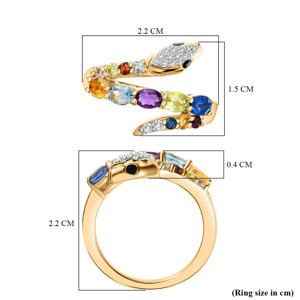 D'Joy Multi Gemstone Snake Ring in 18K Vermeil Yellow Gold Plated Sterling Silver 1.38 Ct._7581608_5