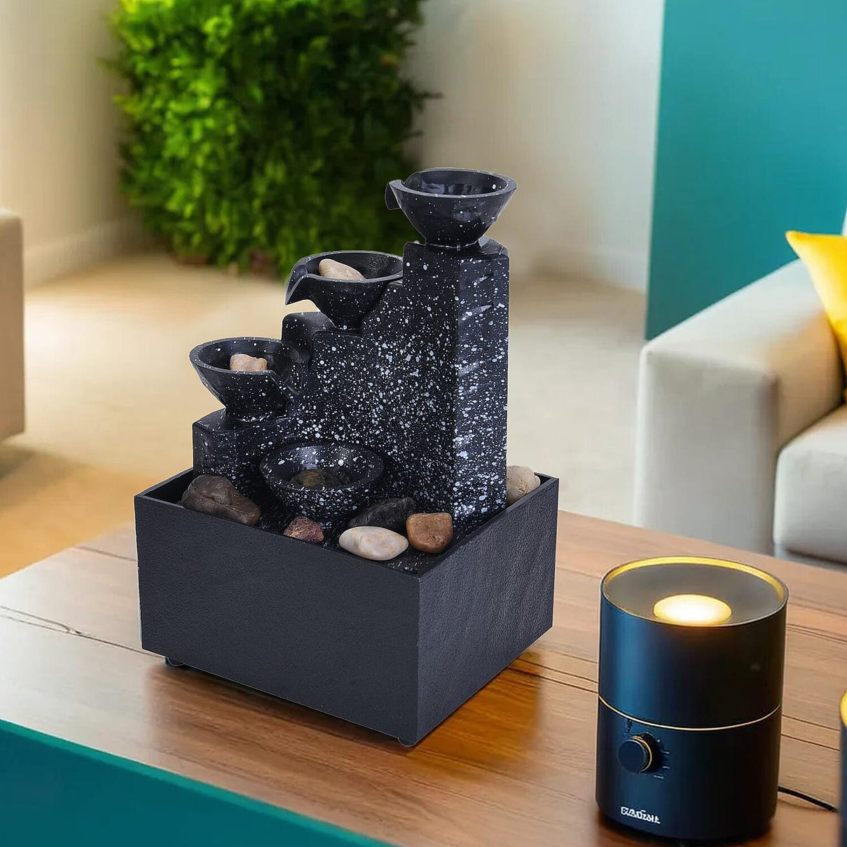 Super Find- Four Cups Mini Water Fountain with LED Light For Home DÃ©cor, Office and Living room 7585063 2