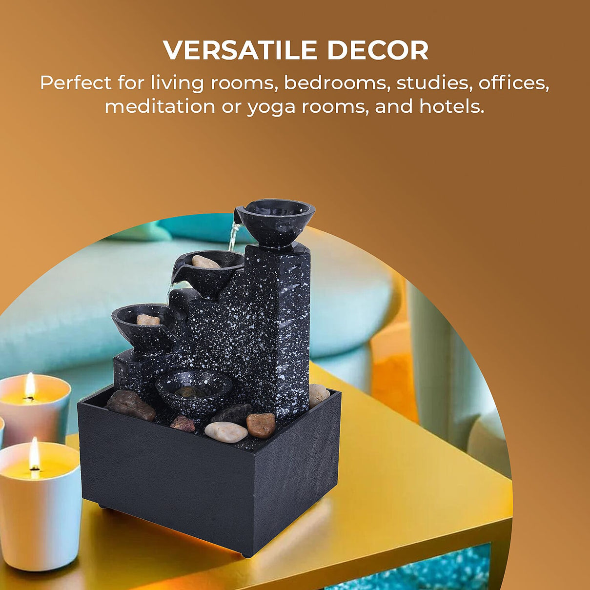 Super Find- Four Cups Mini Water Fountain with LED Light For Home DÃ©cor, Office and Living room 7585063 5