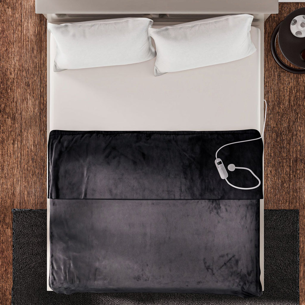 Double Layer Sherpa Electric Heated Blanket with Overheating Protection & Detachable Controller (Power 160W, 200cm x 150cm) - Grey_7590730_3