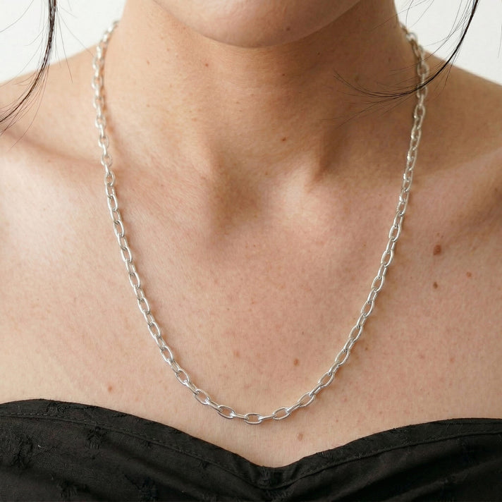 Oval Belcher Chain 22 Inch in 9K White Gold 7590997 2