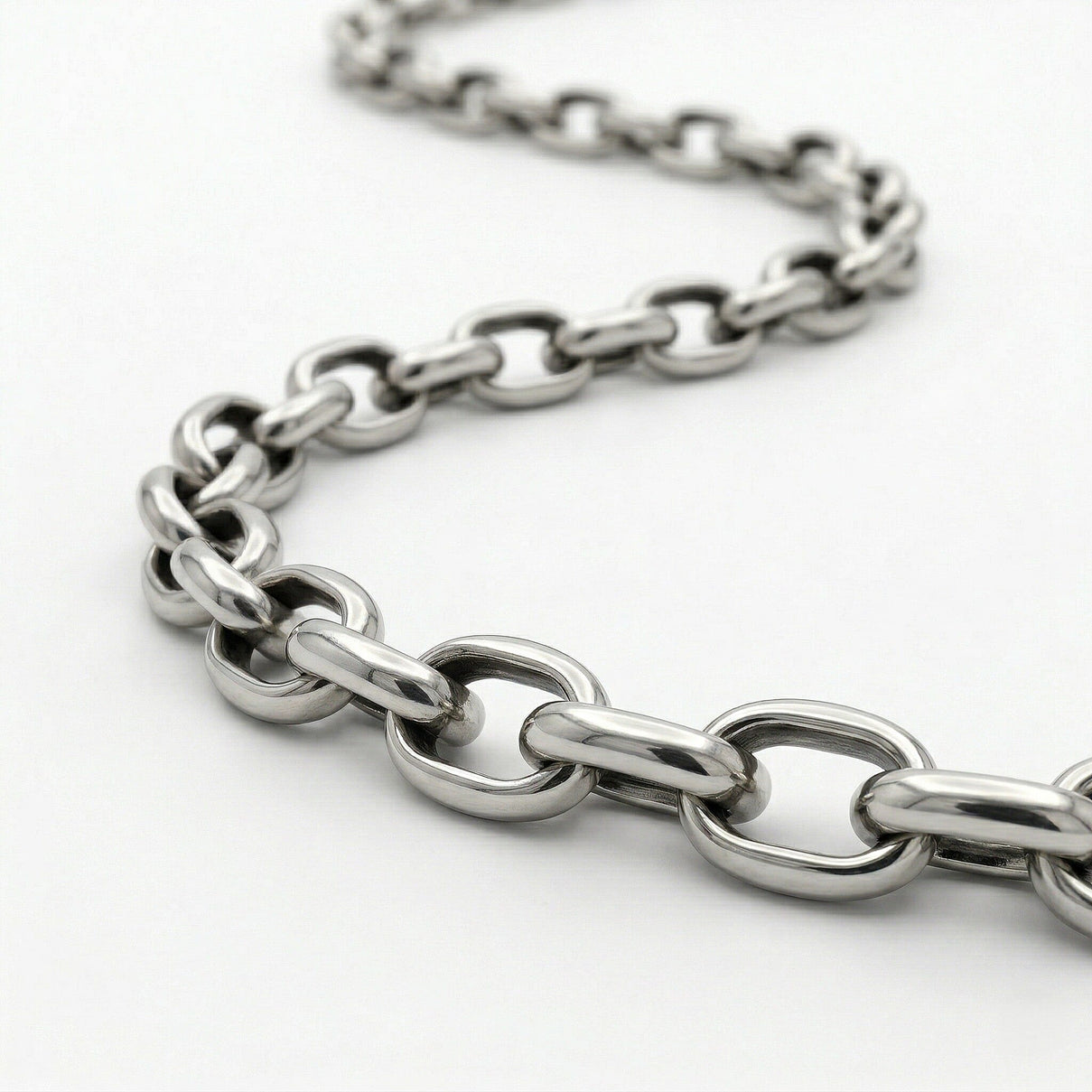 Oval Belcher Chain 22 Inch in 9K White Gold 7590997 3