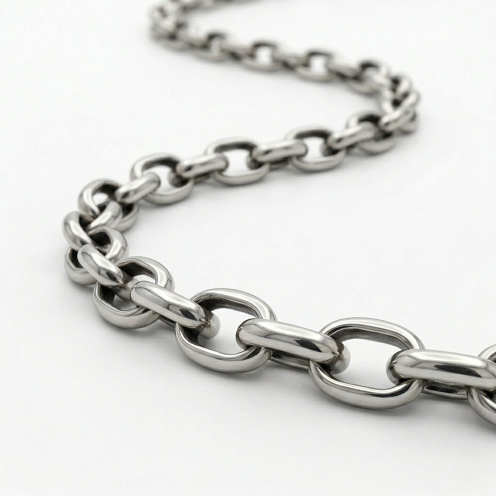 Oval Belcher Chain 22 Inch in 9K White Gold 7590997 3