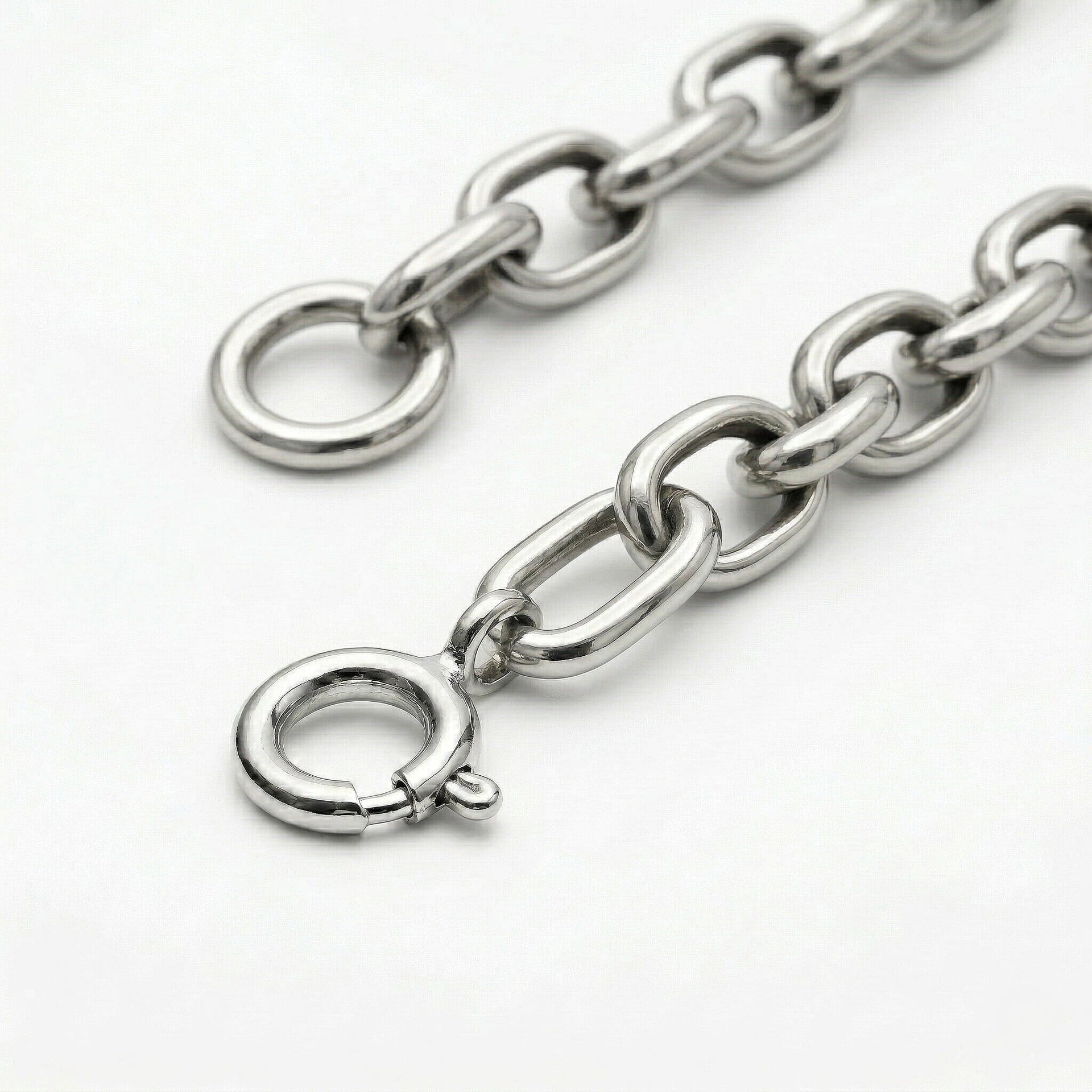 Oval Belcher Chain 22 Inch in 9K White Gold 7590997 4